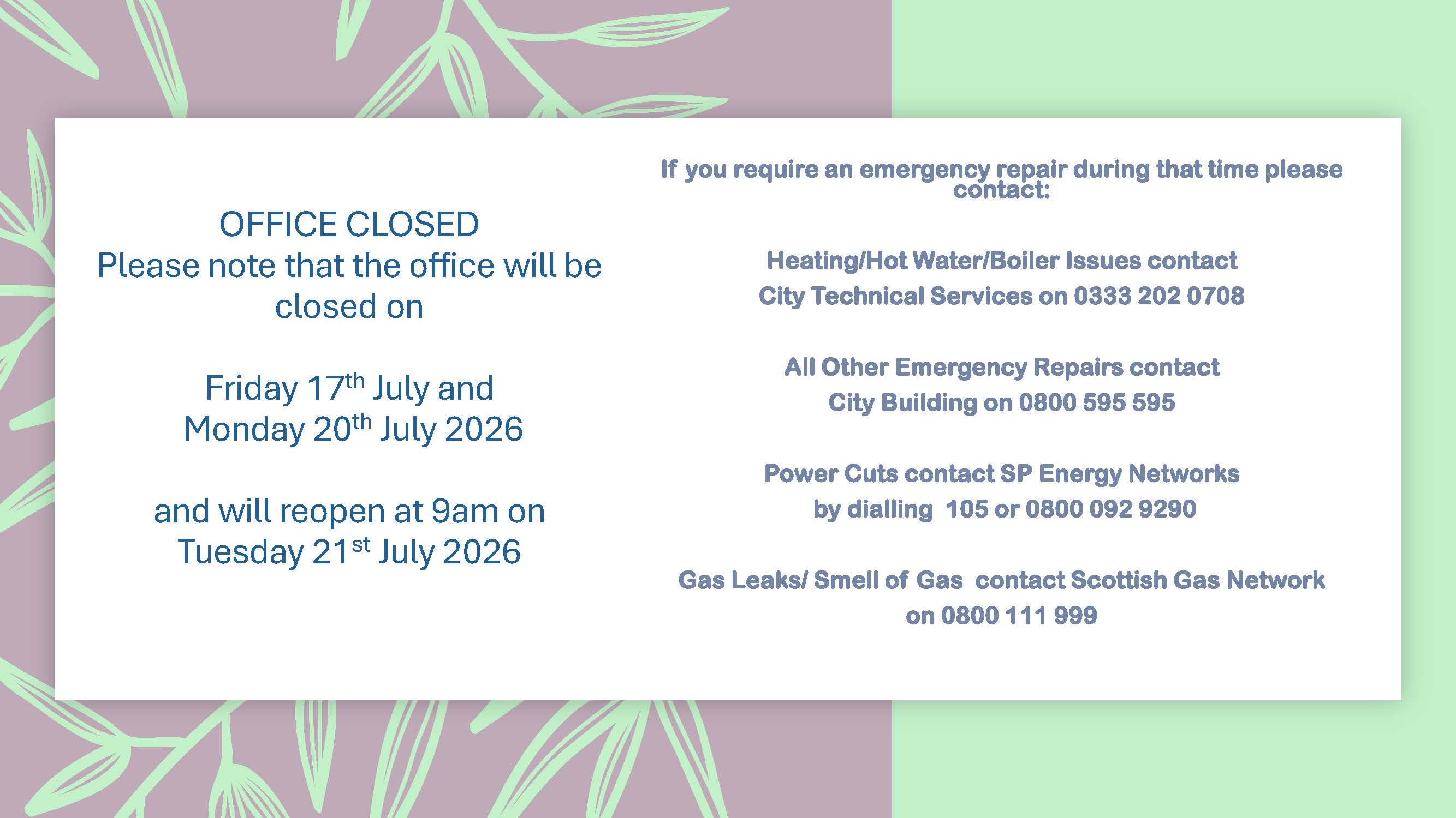 office closed july 26
