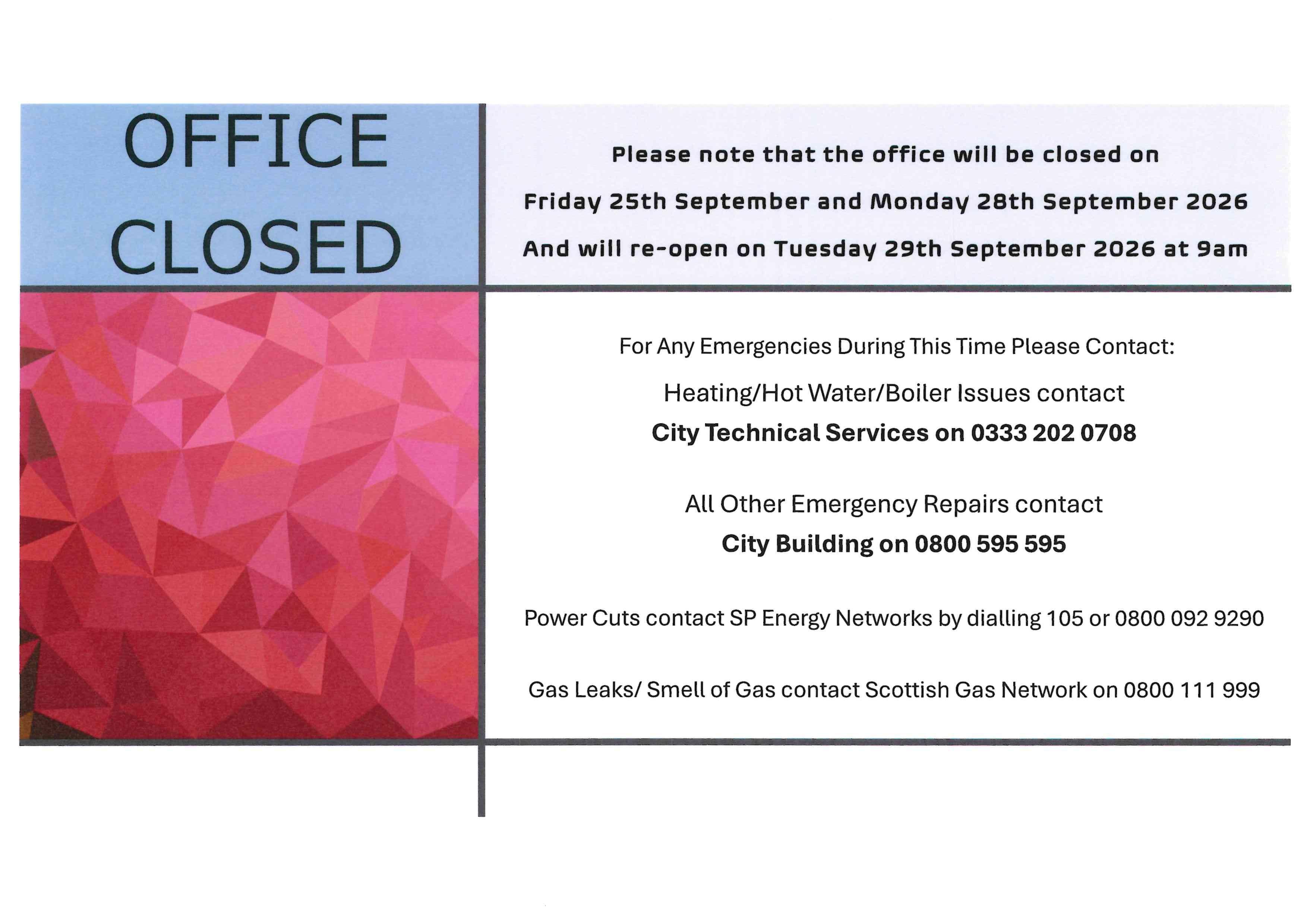 sept closure 2026